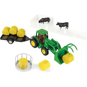 TOMY John Deere Switch 'N Load Construction Toy Playset - 1:32 Scale - Includes John Deere Skid Steer, Semitruck, Dump Bed, and More - 19 Piece Set - Ages 3 Years and Up
