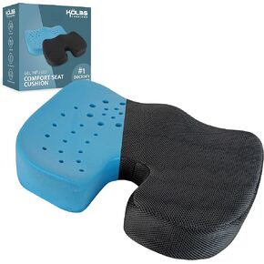 Kölbs Memory Foam Seat Cushion, Gel Infused Ventilated, Coccyx Cushion Office Car Chair Cushion, Tailbone Pain Relief Cushion - Lumbar Cushion - Sciatica Pillow for Sitting
