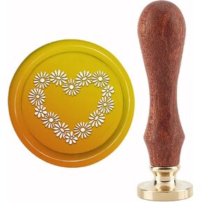 craspire ختم الشمع ختم ديزي ختم الشمع طوابع القلب 30mm الرجعية خمر رأس ختم النحاس القابل للإزالة مع مقبض الخشب لدعوات الزفاف عيد الهالوين عيد الشكر هدية التعبئة