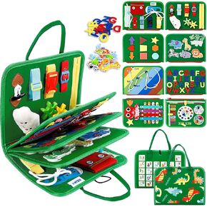 Esjay Toddler Busy Board, Montessori Toys Busy Book, Sensory Board Birthday Gifts for Girls Boys, Learning Educational Toy for Fine Motor Skills, Travel Activities for Airplane Car