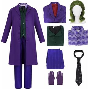 8pcs Adult Halloween Costume Set for Mens Purple Costume for Role Cosplay Cute Soft Costume for Halloween Party