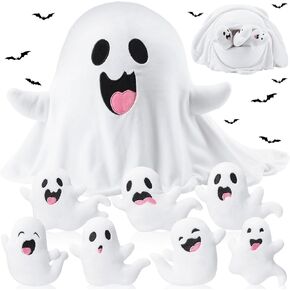 Liliful Christmas Decor Gifts Ghost Plush Toys 16 Inch Cute Mommy Ghost Stuffed Pillow with 7 Cute Plush Babies Soft Funny Ghost Plushie for Boys Girls Christmas Birthday Sleeping Gift Party Favor