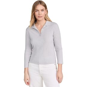 Vince Women's Ribbed Button 3/4 Sleeve Polo