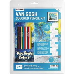 Van Gogh Themed Colored Pencils & Coloring Pages for Art Lovers | Gift Set of 12 Themed Colored Pencils with Van Gogh-Themed Names Plus 10 Fun Coloring Pages