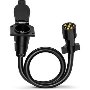7-Way Trailer Extension Cord 3 Feet 7 Pin Connector Wiring Cable Plug 7 Prong Trailer Tow Wiring Connector for RV