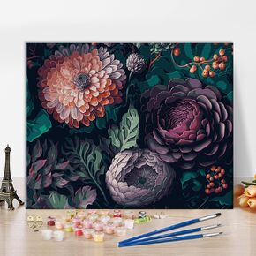Skull Paint by Numbers DIY Eternal Beauty Paint-by-Numbers Artwork Skeleton Girl Painting by Numbers Colorful Flower Hair Paintwork Kits Lady Painting Art Gifts for Living Room Wall Decor 16x20 in