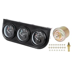 X AUTOHAUX Car 3 in 1 Fahrenheit Water Temperature Gauge Oil Pressure Gauge Voltmeter Voltage Gauge Triple Measure Gauge Kit with Sensor