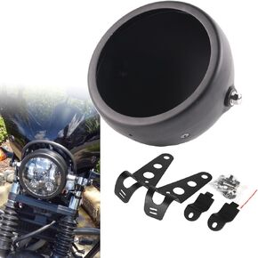 Matte Black Motorcycle Headlight Housing Bucket with 32-40mm Fork Tube Side Mount Brackets compatible with 5.75inch Headlight,Housing Only