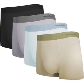 Men's Boxer Briefs, Short Leg Seamless Boxer Briefs, Men's Briefs, Silk Lining Boxer Briefs, 4-Pack