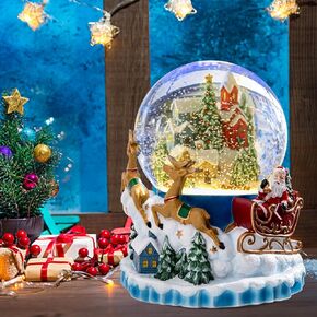 MUMTOP Christmas Snow Globes, Musical Snow Globes, White Christmas Lanterns Snow Globe Snowglobes with House,Dancing Kids,Children Skiing on Sledges and Snowman for Christmas Birthday Gift