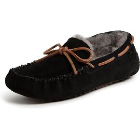 Fireside by Dearfoams Men's Victor Shearling Moccasin with Tie Slipper in Kuwait