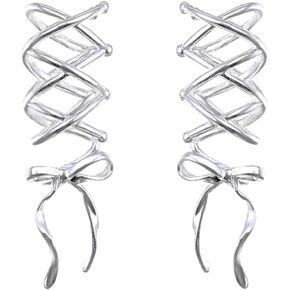 Ear Cuff Earrings for Women Bow Cartilage Non Piercing Earring Silver Earrings Clip On Earrings for Women Lightweight Hypoallergenic Hoop Earrings Fake Piercings for Women Teens Gifts