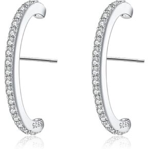 Reffeer Solid 925 Sterling Silver CZ Crawler Earrings for Women Teens Post Wrap Earrings Cuff Stud Earrings