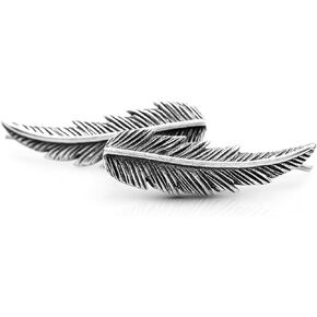 Feather Cuff Climber Earrings 925 Sterling Silver Tribal Boho Chic