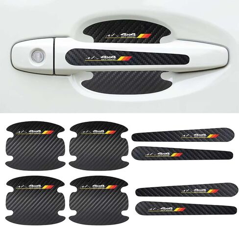 8PCS Stylish Car Door Handle Scratch Protectors, Tri-Color 3 Colors Carbon Fiber Car Door Handle Bowl Sticker, Universal Car Door Handle Paint Guard Cover,Personalized Door Handle Cup Protector in Saudi Arabia