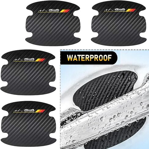 8PCS Stylish Car Door Handle Scratch Protectors, Tri-Color 3 Colors Carbon Fiber Car Door Handle Bowl Sticker, Universal Car Door Handle Paint Guard Cover,Personalized Door Handle Cup Protector in Saudi Arabia