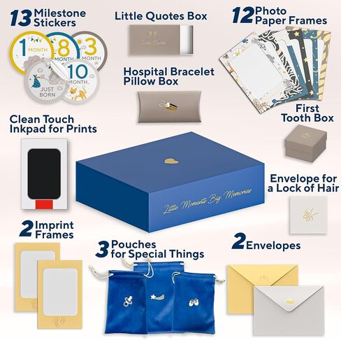 Ultimate Baby Keepsake Box for Boys & Girls - Unique New Parents Gifts for Couples - 10 Beautiful Keepsake Ideas Inside - Perfect for Expecting Parents, Baby Shower, Gift for Mom to Be - Beige in Saudi Arabia