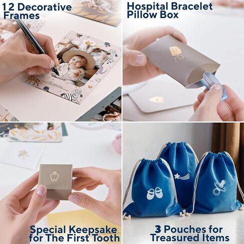 Ultimate Baby Keepsake Box for Boys & Girls - Unique New Parents Gifts for Couples - 10 Beautiful Keepsake Ideas Inside - Perfect for Expecting Parents, Baby Shower, Gift for Mom to Be - Beige in Saudi Arabia