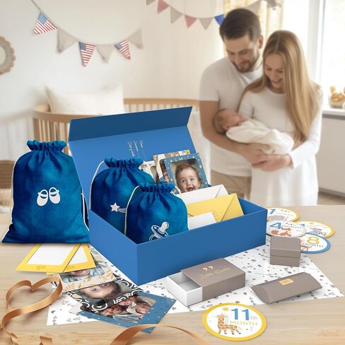 Ultimate Baby Keepsake Box for Boys & Girls - Unique New Parents Gifts for Couples - 10 Beautiful Keepsake Ideas Inside - Perfect for Expecting Parents, Baby Shower, Gift for Mom to Be - Beige in Saudi Arabia