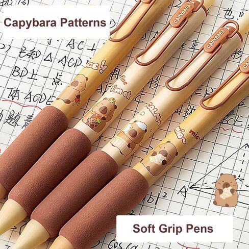 4 Pcs Cute Retractable Pens Cartoon Capybara Pen 0.5mm Black Ink Pen Soft Grip Writing Pens Gel Ink Pens Aesthetic Pens Office School Supplies for Girls Boys Women Men (Capybara) in Saudi Arabia