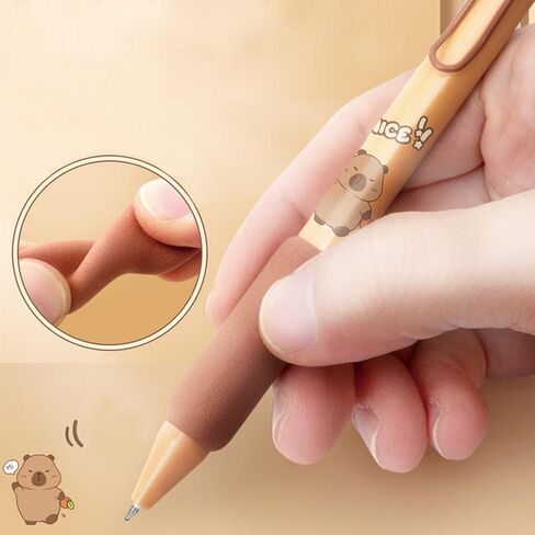 4 Pcs Cute Retractable Pens Cartoon Capybara Pen 0.5mm Black Ink Pen Soft Grip Writing Pens Gel Ink Pens Aesthetic Pens Office School Supplies for Girls Boys Women Men (Capybara) in Saudi Arabia
