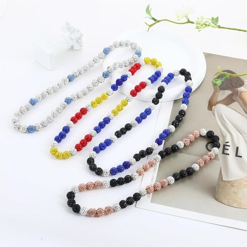 RWQIAN Baseball Beaded Necklace for Men Boys,Bling Baseball Necklace with Baseball Drip Chains Inspired Accessory Diamond Necklaces Rhinestone Making Jewelry Baseball Team Athletes Gifts in Kuwait