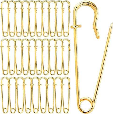 Safety Pins for Clothes Large Safety Pins 30PCS Gold Decorative Pins Heavy Duty Safety Pins Sturdy Bulks Pins Diaper Pins for Diapers for Leather Canvas Wool Clothing Diapers Blankets Crafts in Saudi Arabia