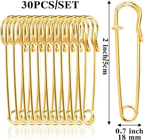 Safety Pins for Clothes Large Safety Pins 30PCS Gold Decorative Pins Heavy Duty Safety Pins Sturdy Bulks Pins Diaper Pins for Diapers for Leather Canvas Wool Clothing Diapers Blankets Crafts in Saudi Arabia