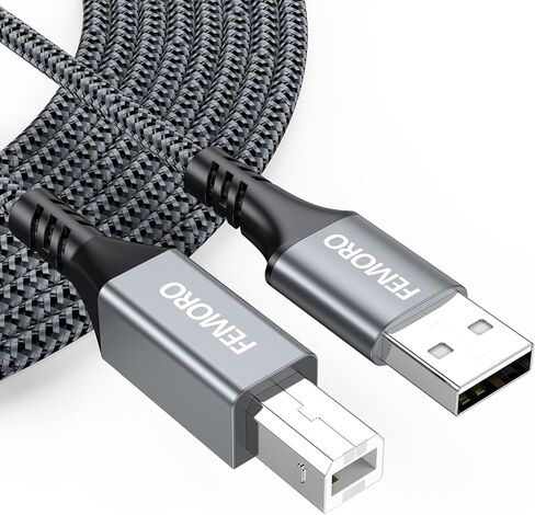 FEMORO Printer Cable 10 Feet, USB A to B Printer Cable USB 2.0 Type B Cables Long Cord Braided for Hp Canon Brother Dell Lexmark Xerox Dac Piano Midi Controller Computer in Saudi Arabia