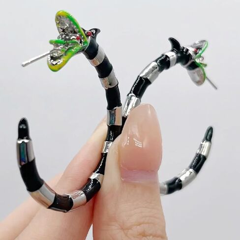 Coral Snake Earrings Halloween Horror Snake Hoop Earrings Gothic Earrings for Women Cosplay Costume Halloween Accessories in Kuwait