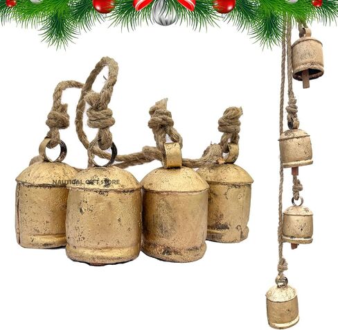 Vintage Replica Harmony Cow Bells Cluster, 4 inch, Wall Hanging Decor, Christmas Tree Ornament, Gold in Saudi Arabia