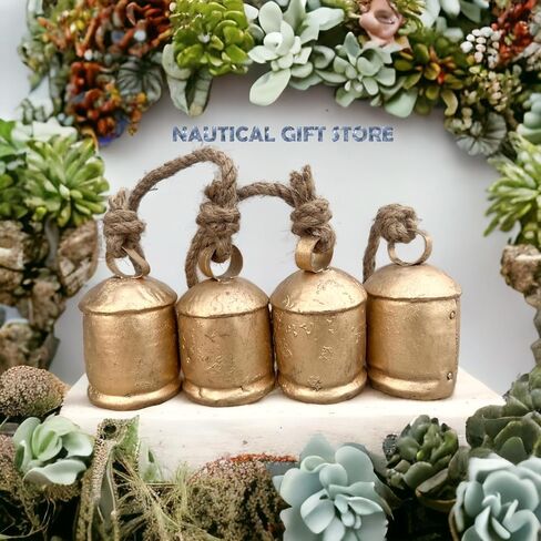 Vintage Replica Harmony Cow Bells Cluster, 4 inch, Wall Hanging Decor, Christmas Tree Ornament, Gold in Saudi Arabia