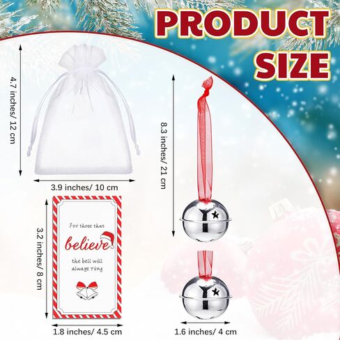 leitee 30 جهاز كمبيوتر شخصى عيد الميلاد صدق جرس الحلي الفضة مزلقة الرنة جرس السائبة سانتا هدية جرس جلجل جرس عيد الميلاد حزب تفضل لشجرة عيد الميلاد ديكور المنزل مع أكياس بطاقة الشريط الأورجانزا in Kuwait