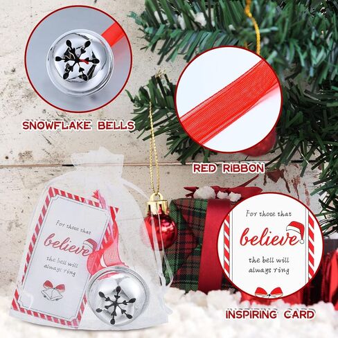 leitee 30 جهاز كمبيوتر شخصى عيد الميلاد صدق جرس الحلي الفضة مزلقة الرنة جرس السائبة سانتا هدية جرس جلجل جرس عيد الميلاد حزب تفضل لشجرة عيد الميلاد ديكور المنزل مع أكياس بطاقة الشريط الأورجانزا in Kuwait