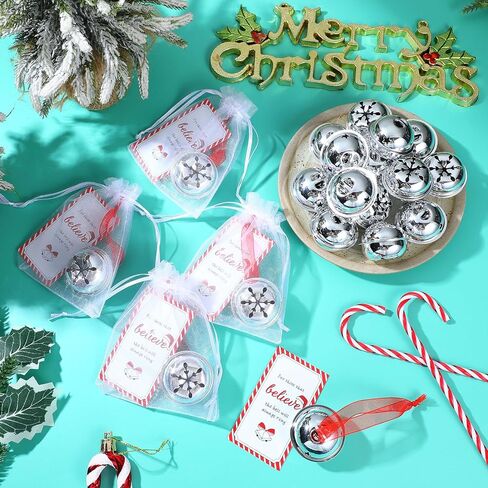 leitee 30 جهاز كمبيوتر شخصى عيد الميلاد صدق جرس الحلي الفضة مزلقة الرنة جرس السائبة سانتا هدية جرس جلجل جرس عيد الميلاد حزب تفضل لشجرة عيد الميلاد ديكور المنزل مع أكياس بطاقة الشريط الأورجانزا in Kuwait