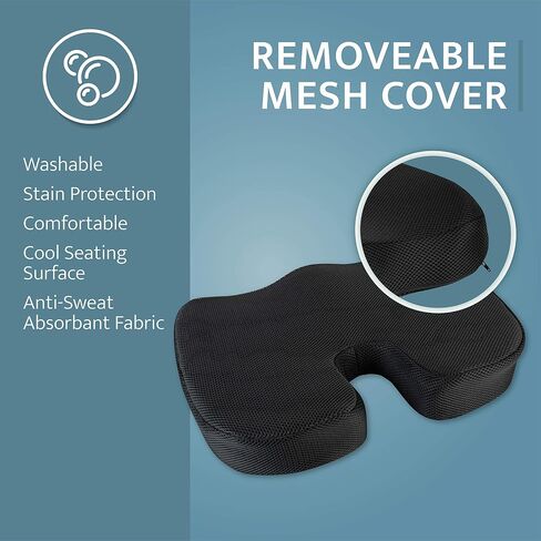 Kölbs Memory Foam Seat Cushion, Gel Infused Ventilated, Coccyx Cushion Office Car Chair Cushion, Tailbone Pain Relief Cushion - Lumbar Cushion - Sciatica Pillow for Sitting in Saudi Arabia