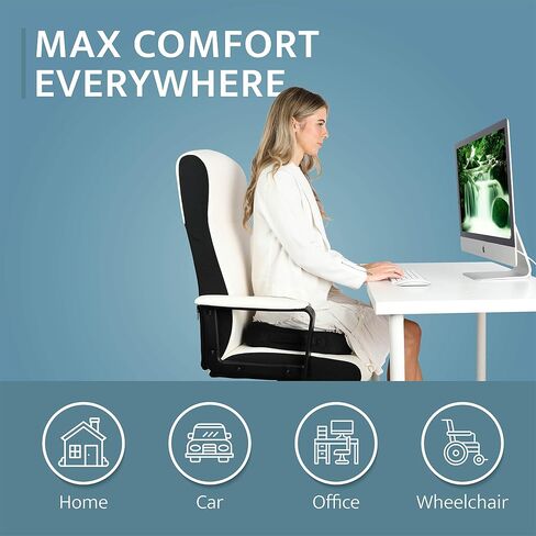 Kölbs Memory Foam Seat Cushion, Gel Infused Ventilated, Coccyx Cushion Office Car Chair Cushion, Tailbone Pain Relief Cushion - Lumbar Cushion - Sciatica Pillow for Sitting in Saudi Arabia