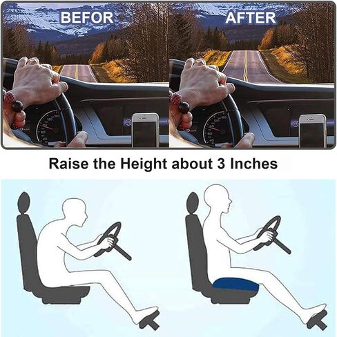 Adult Booster Car Seat Cushion, Car Seat Driver Height Boost Mat Memory Foam Car Seat Cushions Pad to Raise Height 3 inches for Car Truck Home Office Chair(Brown) in Saudi Arabia