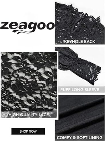 Zeagoo نساء بلوزات من الدانتيل وأكمام طويلة ورقبة وهمية ملابس علوية غير رسمية مع قميص قصير قابل للفصل بلوزات مثيرة قمصان 2 قطعة مجموعة in Saudi Arabia