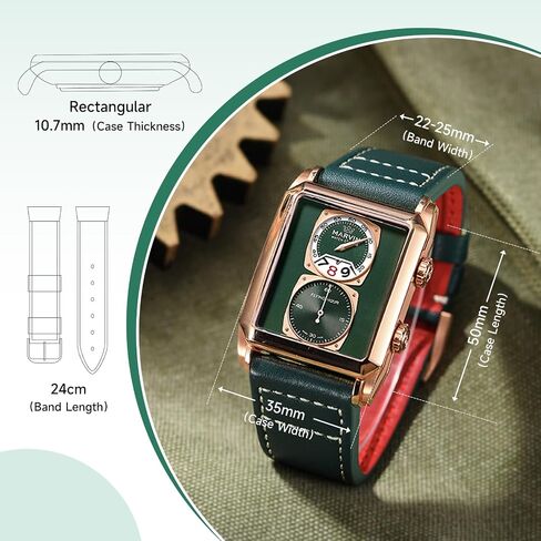 marvin Watches for Men Swiss Mens Watch in Stainless Steel with Leather Strap and Rectangular Sapphire Glass Dial, Quartz Movement, 50M Waterproof in Saudi Arabia