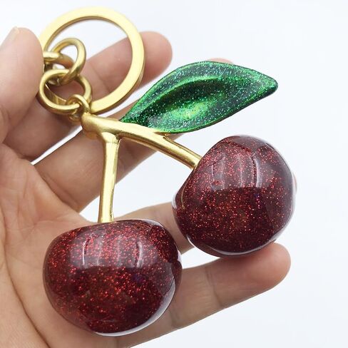 Unpafcxddyig Cherry Keychain بريق حقيبة الكرز الساحرة لحقائب اليد والمحافظ in Kuwait