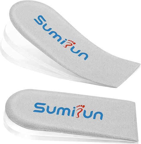 Sumifun Adjustable Orthopedic Heel Lift - 2 Layer Shoe Lift for Uneven Legs, Leg Length Discrepancies, Heel Spurs, Heel Pain, Sports Injuries, and Achilles tendonitis, Gray, Large in Kuwait