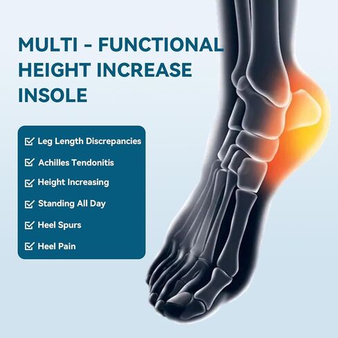 Sumifun Adjustable Orthopedic Heel Lift - 2 Layer Shoe Lift for Uneven Legs, Leg Length Discrepancies, Heel Spurs, Heel Pain, Sports Injuries, and Achilles tendonitis, Gray, Large in Kuwait