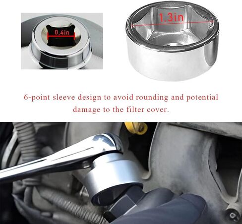 32 mm Oil Filter Socket, 6 Point Steel Oil Filter Cap Wrench, Oil Filter Thin Tool, Oil Filter Replacement Kit for Oil Filter Cover Installation and Removal, Car Accessories in Saudi Arabia