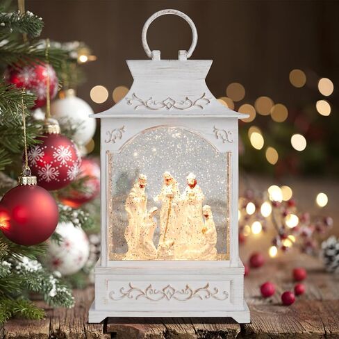 كرات ثلجية لعيد الميلاد مضاءة بفوانيس عيد الميلاد من MUMTOP - كرة ثلجية موسيقية لمشهد الميلاد الأبيض مع لمعان دوار وإضاءة LED تعمل بالبطارية لديكور منزل عيد الميلاد in Saudi Arabia