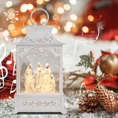 كرات ثلجية لعيد الميلاد مضاءة بفوانيس عيد الميلاد من MUMTOP - كرة ثلجية موسيقية لمشهد الميلاد الأبيض مع لمعان دوار وإضاءة LED تعمل بالبطارية لديكور منزل عيد الميلاد in Saudi Arabia