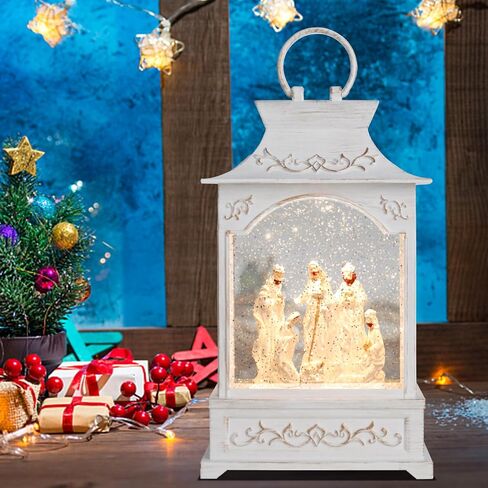كرات ثلجية لعيد الميلاد مضاءة بفوانيس عيد الميلاد من MUMTOP - كرة ثلجية موسيقية لمشهد الميلاد الأبيض مع لمعان دوار وإضاءة LED تعمل بالبطارية لديكور منزل عيد الميلاد in Saudi Arabia