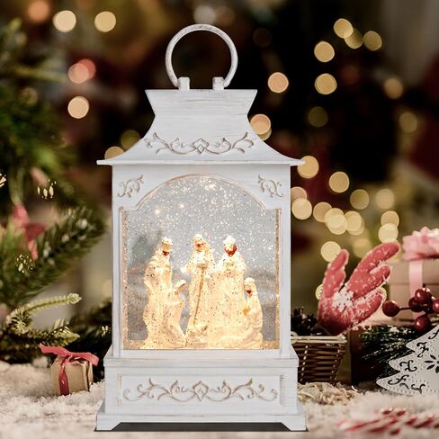 كرات ثلجية لعيد الميلاد مضاءة بفوانيس عيد الميلاد من MUMTOP - كرة ثلجية موسيقية لمشهد الميلاد الأبيض مع لمعان دوار وإضاءة LED تعمل بالبطارية لديكور منزل عيد الميلاد in Saudi Arabia
