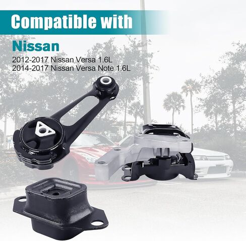 محرك المحرك وناقل الحركة مجموعة تثبيت 3 قطع متوافقة مع 2012-2017 Nissan Versa 1.6L 2014-2017 Nissan Versa Note 1.6L استبدال A7368 A7369 A4361 in Kuwait