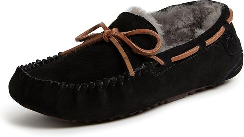 Fireside by Dearfoams Men's Victor Shearling Moccasin with Tie Slipper in Kuwait